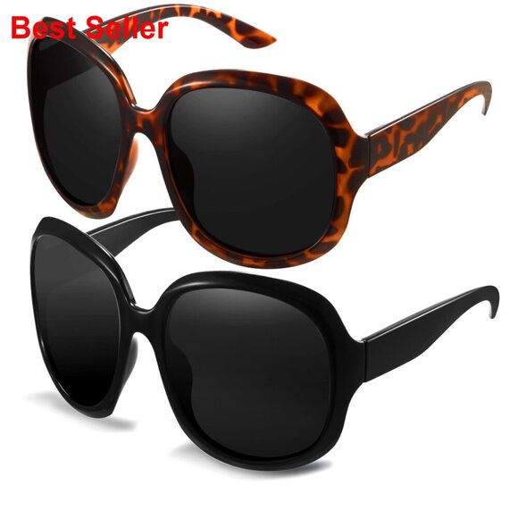 Oversized Bug Eye Polarized Sunglasses, UV400 Protection, Lightweight Retro main image 4